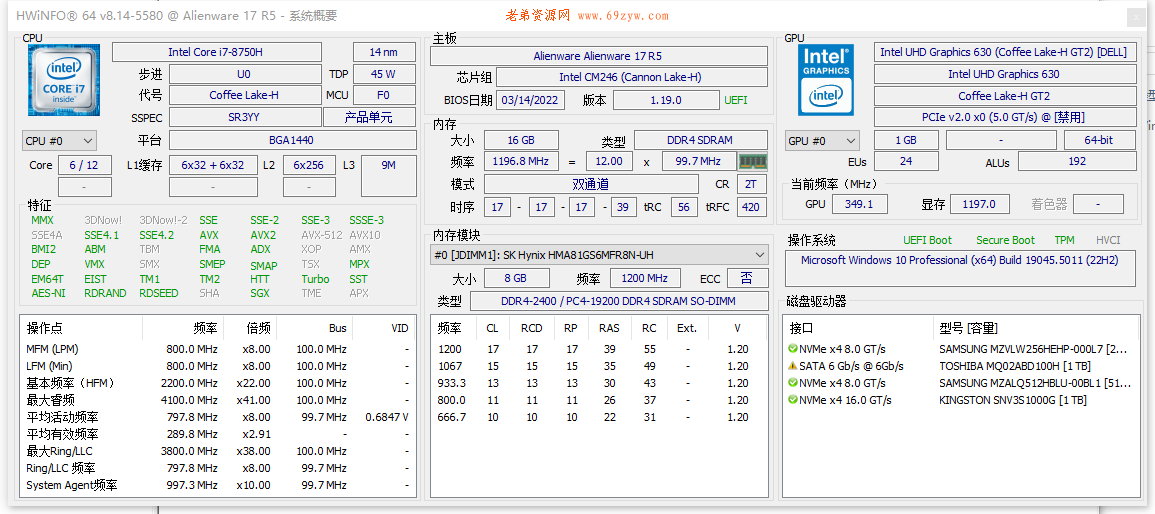 HWiNFO硬件检测工具v8.14绿色版